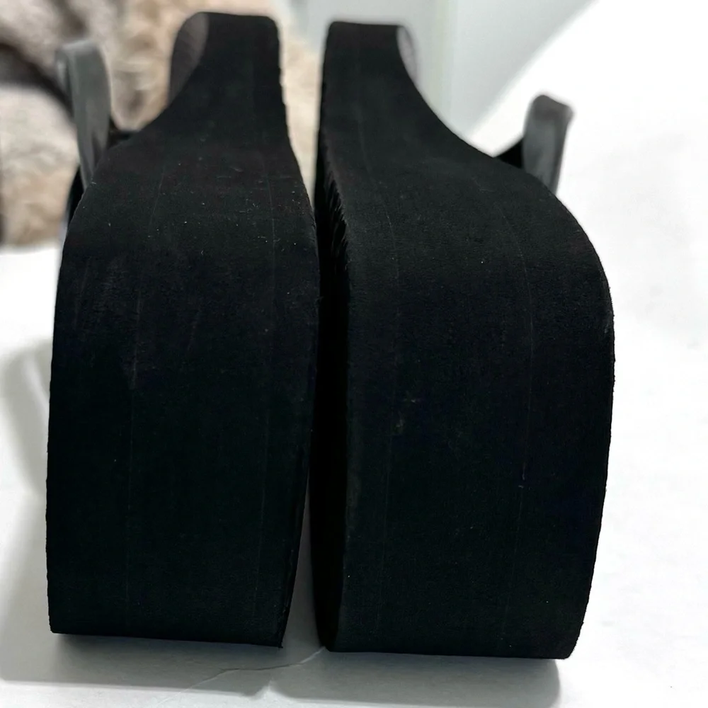 Tory Burch Black Cutout Wedge Flip Flop Platform Sandals Size 9.5